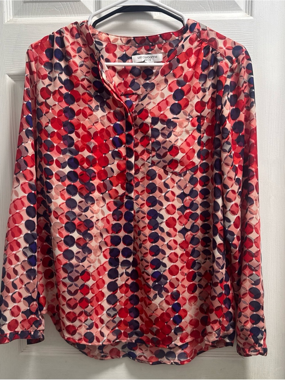 Liz Claiborne Petite Polka Dot Shell in Red and Navy